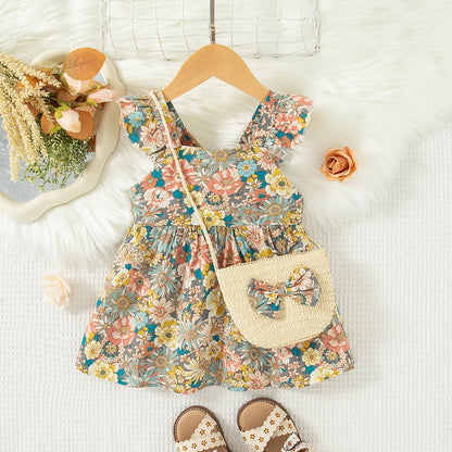 BloomBelle – Summer Ruffle Dress & Bag Set for Little Girls
